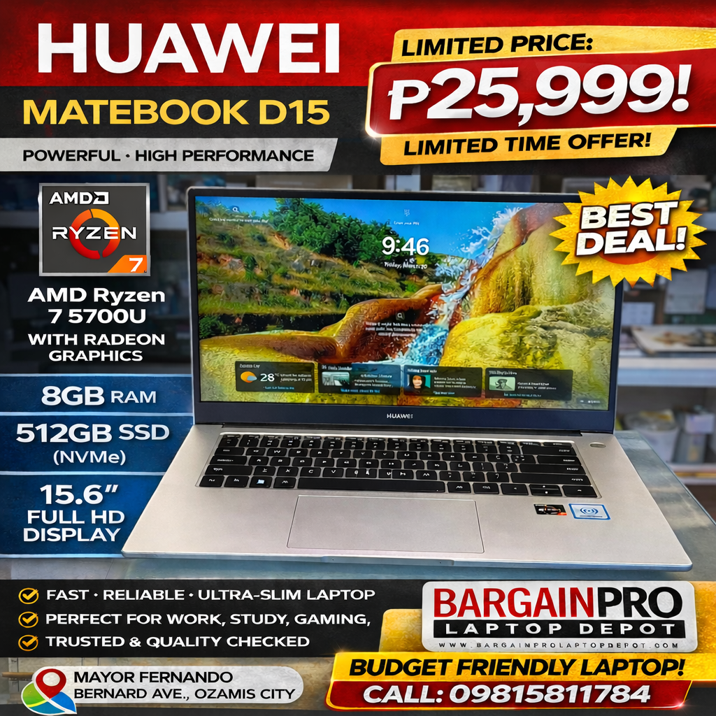 Huawei MateBook D15 Ryzen 7 | Ozamis City New Stocks✨