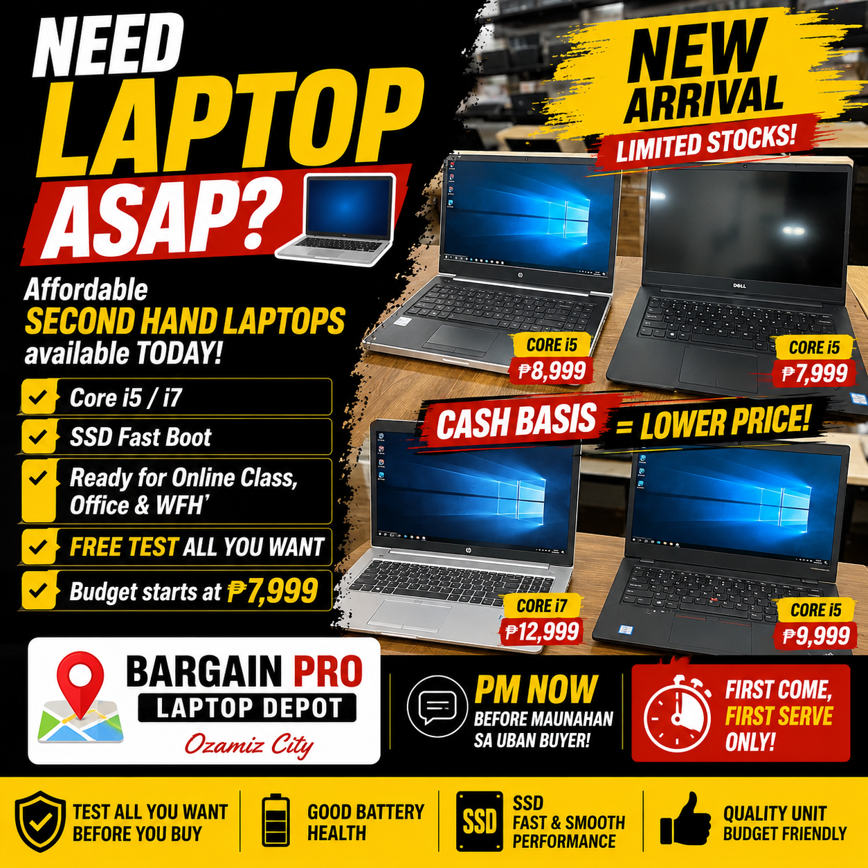 Affordable second hand laptops for sale in Ozamis City at Bargain Pro Laptop Depot